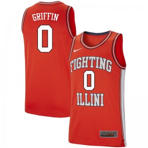 Men's Illinois Fighting Illini Alan Griffin #0 Retro Orange Embroidery Jerseys 942609-797
