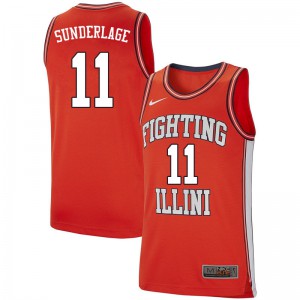 Men Illinois Fighting Illini Don Sunderlage #11 Retro Orange Basketball Jersey 870680-826