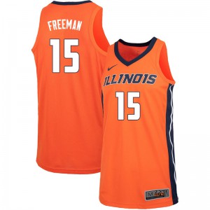 Mens Illinois Fighting Illini Donnie Freeman #15 Basketball Orange Jerseys 971823-725