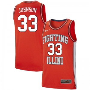 Men's Illinois Fighting Illini Eddie Johnson #33 Stitch Retro Orange Jerseys 978983-340