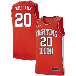 Mens Illinois Fighting Illini Frank Williams #20 Retro Orange Stitched Jersey 558484-905