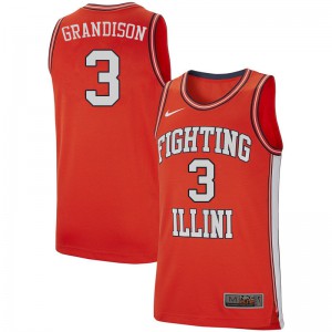 Mens Illinois Fighting Illini Jacob Grandison #3 High School Retro Orange Jerseys 750902-875