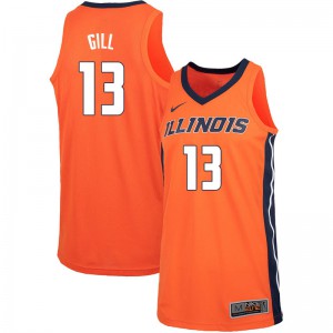 Mens Illinois Fighting Illini Kendall Gill #13 Stitch Orange Jerseys 144352-880