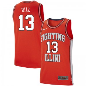Men Illinois Fighting Illini Kendall Gill #13 Retro Orange Official Jerseys 146198-142