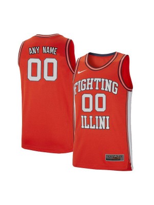 Mens Illinois Fighting Illini Custom #00 Alumni Retro Orange Jerseys 913621-986