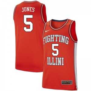 Men's Illinois Fighting Illini Tevian Jones #5 College Retro Orange Jerseys 405105-914