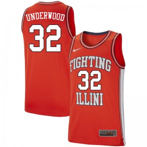 Men's Illinois Fighting Illini Tyler Underwood #32 Retro Orange NCAA Jersey 794943-870