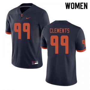 Womens Illinois Fighting Illini Chunky Clements #99 Player Navy Jersey 203420-597