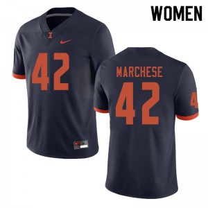 Womens Illinois Fighting Illini Michael Marchese #42 Official Navy Jersey 140822-220
