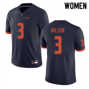 Women's Illinois Fighting Illini Tavon Wilson #3 Navy Stitch Jerseys 786849-898