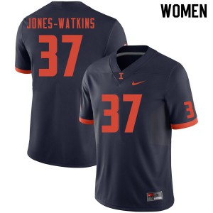 Women Illinois Fighting Illini Jaden Jones-Watkins #37 Embroidery Navy Jerseys 610051-112