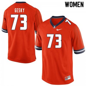 Womens Illinois Fighting Illini Josh Gesky #73 Orange Stitched Jersey 637148-354