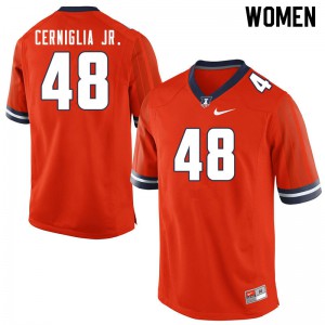 Womens Illinois Fighting Illini Mike Cerniglia Jr. #48 Orange Embroidery Jerseys 635038-920