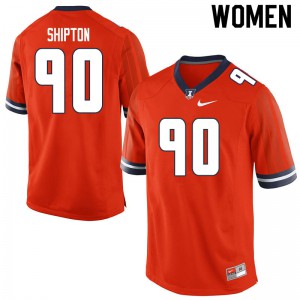 Womens Illinois Fighting Illini Anthony Shipton #90 Stitched Orange Jerseys 615085-819