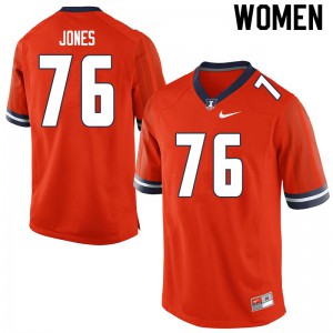 Womens Illinois Fighting Illini Brevyn Jones #76 Orange Stitch Jerseys 482738-558
