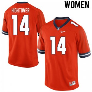 Womens Illinois Fighting Illini Brian Hightower #14 Orange University Jerseys 983430-892