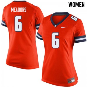 Womens Illinois Fighting Illini Shaedon Meadors #6 Football Orange Jersey 897011-639
