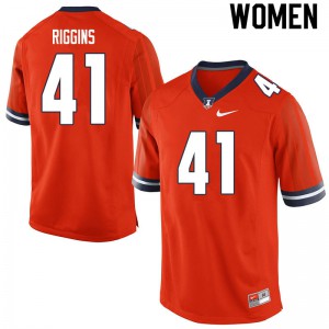 Women Illinois Fighting Illini Tre'von Riggins #41 Official Orange Jerseys 522083-488