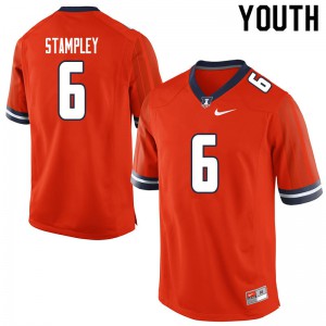 Youth Illinois Fighting Illini Dominic Stampley #6 Embroidery Orange Jersey 628426-729