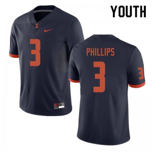 Youth Illinois Fighting Illini Del'Shawn Phillips #3 College Navy Jersey 391773-972