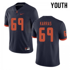Youth Illinois Fighting Illini Ted Karras #69 Embroidery Navy Jersey 353320-554