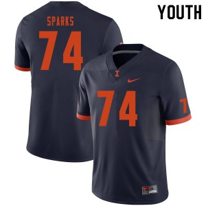 Youth Illinois Fighting Illini Blaise Sparks #74 Stitched Navy Jersey 890726-177