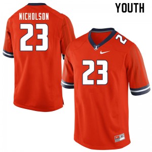 Youth Illinois Fighting Illini Tahveon Nicholson #23 Orange Football Jerseys 883060-205