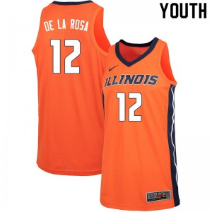 Youth Illinois Fighting Illini Adonis De La Rosa #12 Stitched Orange Jersey 412439-316
