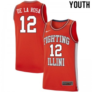 Youth Illinois Fighting Illini Adonis De La Rosa #12 Player Retro Orange Jersey 614081-133