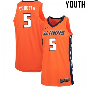 Youth Illinois Fighting Illini Andre Curbelo #5 Embroidery Orange Jerseys 268783-791