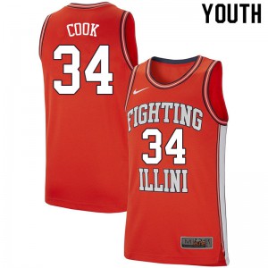 Youth Illinois Fighting Illini Brian Cook #34 University Retro Orange Jerseys 735121-141