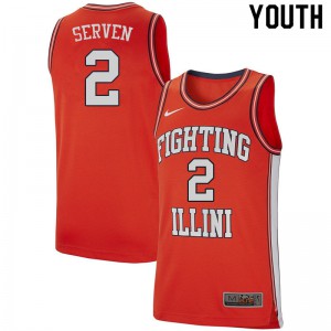 Youth Illinois Fighting Illini Connor Serven #2 Retro Orange Embroidery Jersey 795960-341