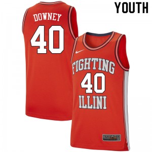 Youth Illinois Fighting Illini Dave Downey #40 Stitch Retro Orange Jerseys 944282-821