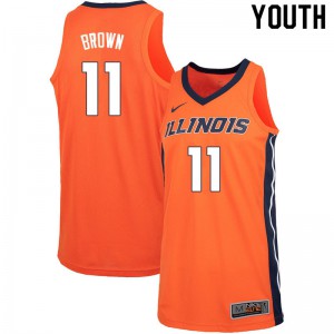 Youth Illinois Fighting Illini Dee Brown #11 University Orange Jerseys 952165-626