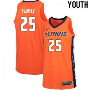 Youth Illinois Fighting Illini Deon Thomas #25 Embroidery Orange Jerseys 500402-696