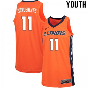 Youth Illinois Fighting Illini Don Sunderlage #11 Orange Embroidery Jerseys 203625-968