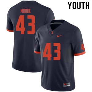 Youth Illinois Fighting Illini Griffin Moore #43 Embroidery Navy Jersey 411938-210