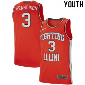Youth Illinois Fighting Illini Jacob Grandison #3 Retro Orange Embroidery Jerseys 430383-376