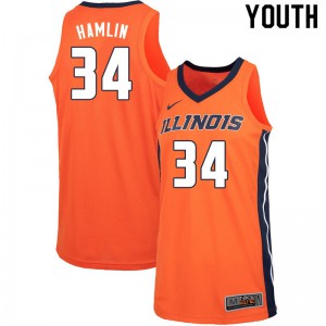 Youth Illinois Fighting Illini Jermaine Hamlin #34 Orange Stitch Jerseys 419695-257