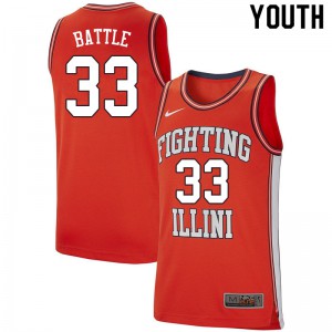 Youth Illinois Fighting Illini Kenny Battle #33 Retro Orange Basketball Jersey 367743-371