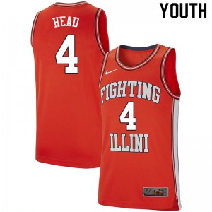 Youth Illinois Fighting Illini Luther Head #4 Retro Orange Stitched Jersey 662512-620