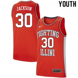 Youth Illinois Fighting Illini Mannie Jackson #30 Embroidery Retro Orange Jerseys 767636-793
