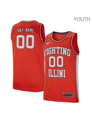 Youth Illinois Fighting Illini Custom #00 Stitch Retro Orange Jerseys 398832-120