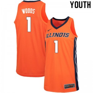 Youth Illinois Fighting Illini Ray Woods #1 Official Orange Jerseys 231519-616