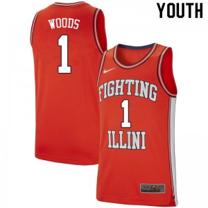 Youth Illinois Fighting Illini Ray Woods #1 Retro Orange High School Jersey 308352-446