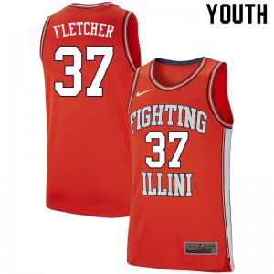 Youth Illinois Fighting Illini Rod Fletcher #37 University Retro Orange Jersey 757469-607