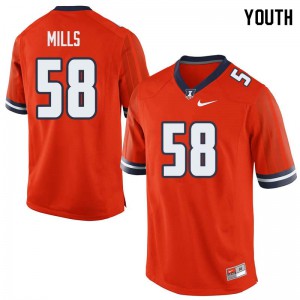 Youth Illinois Fighting Illini Sean Mills #58 College Orange Jerseys 731706-944