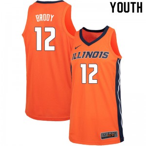 Youth Illinois Fighting Illini Tal Brody #12 Official Orange Jerseys 658307-693