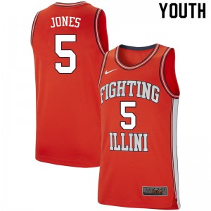 Youth Illinois Fighting Illini Tevian Jones #5 Retro Orange College Jersey 556748-113
