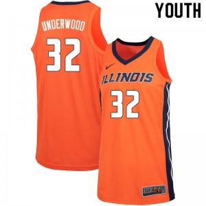 Youth Illinois Fighting Illini Tyler Underwood #32 College Orange Jerseys 700957-612